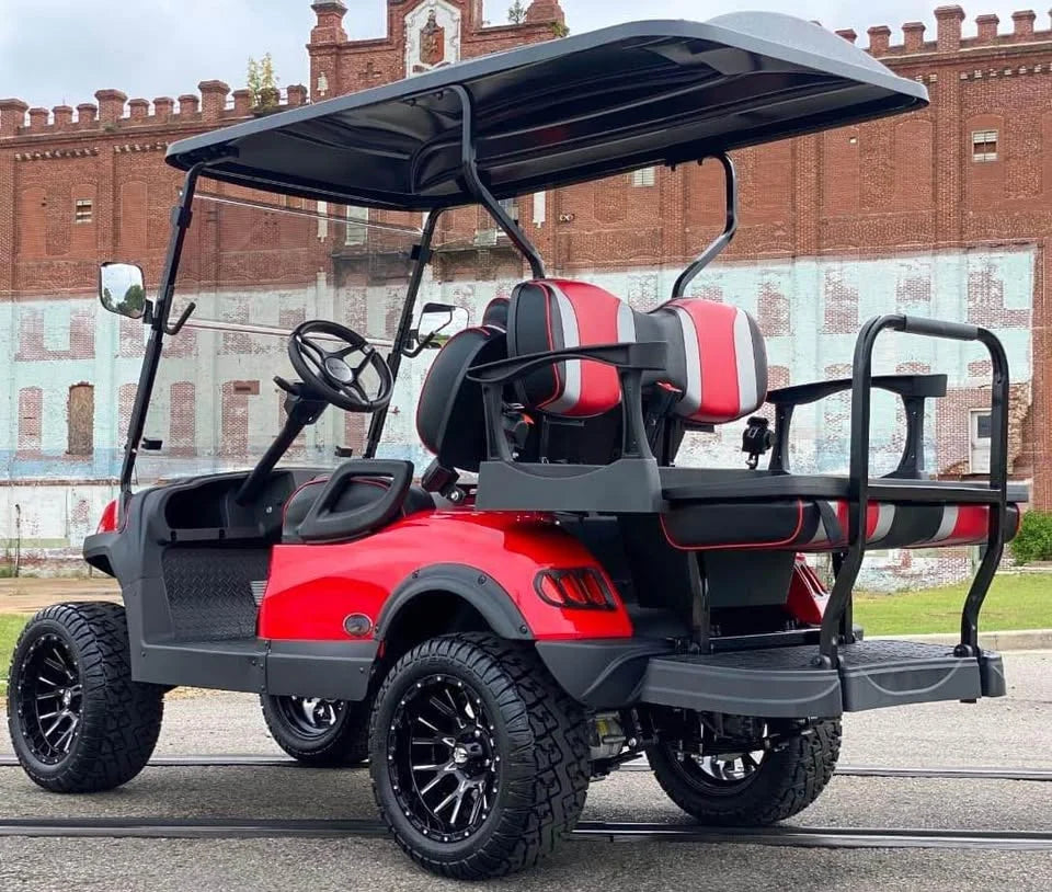 Red 2022 Alpha EV 2+2 Sport Golf Cart for Sale image 3