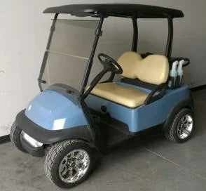 Blue 48v Electric Club Car Precedent Golf Cart with Custom Rims & Tires image 0