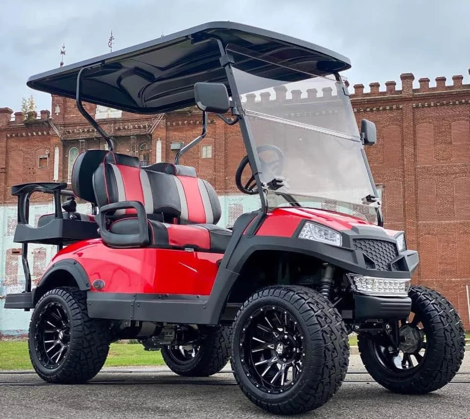 Red 2022 Alpha EV 2+2 Sport Golf Cart for Sale image 1